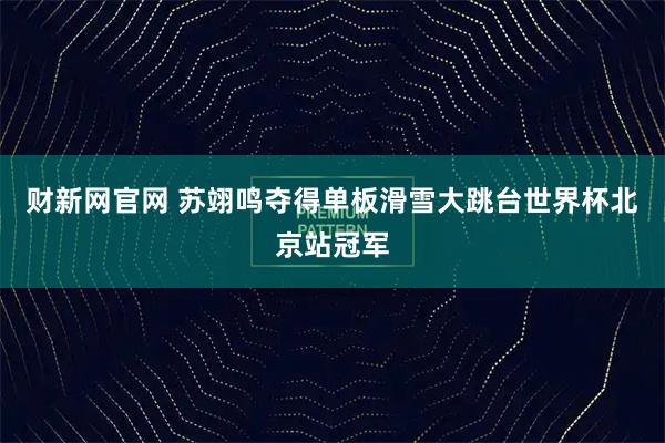 财新网官网 苏翊鸣夺得单板滑雪大跳台世界杯北京站冠军